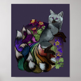 Poster Fierté Kitsune et Columbine Flowers