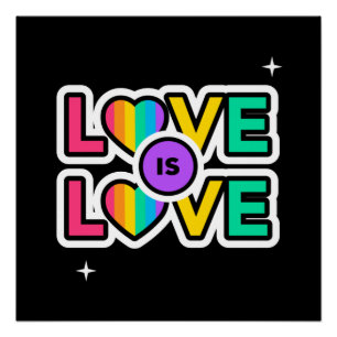 Poster Fierté. L'amour est l'amour. Couleurs gaies Rainbo
