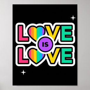Poster Fierté. L'amour est l'amour. Couleurs gaies Rainbo