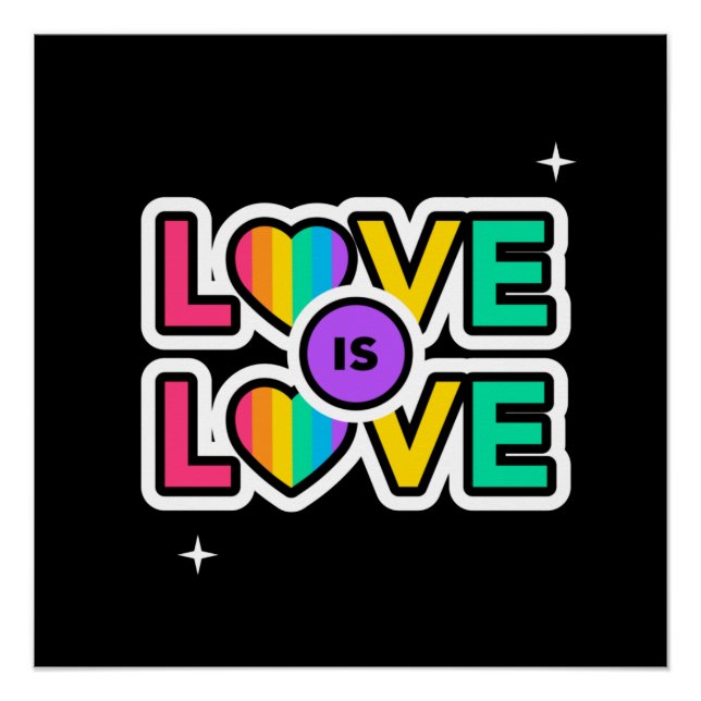 Poster Fierté. L'amour est l'amour. Couleurs gaies Rainbo (Devant)