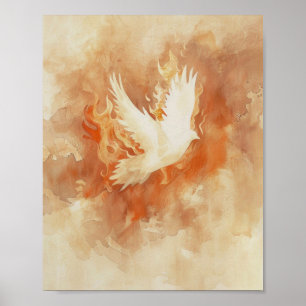 Poster Fiery Saint-Esprit Christian Aquarelle Mur Art