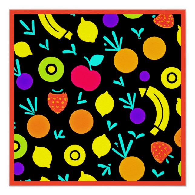 Poster Fiesta aux fruits lumineux (Devant)