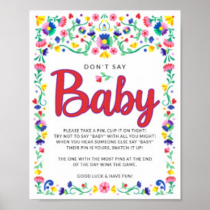 Poster Fiesta Baby shower jeu Ne pas dire bébé