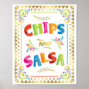 Poster Fiesta Party CHIPS et SALSA Sign Print