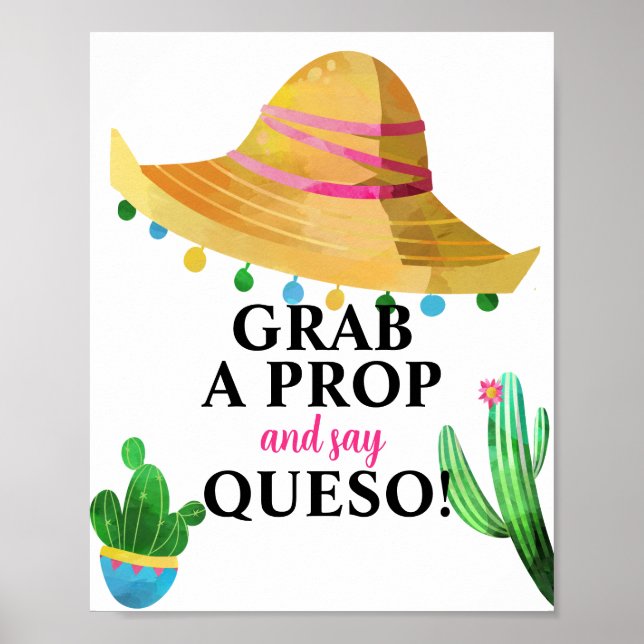 Poster Fiesta Prenez Une Prop Et Dites Queso Photo Booth (Devant)