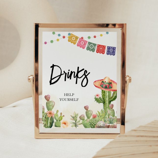Poster Fiesta Taco 'Bout Baby shower Boissons (Cinco De Mayo Taco Bout Baby Shower Drinks Sign)