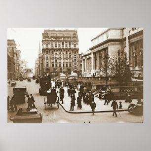 Poster Fifth Avenue & New York City Public Library 1908