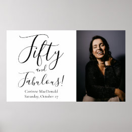 Poster Fifty and Fabulous Bold Photo 50th Birthday Party