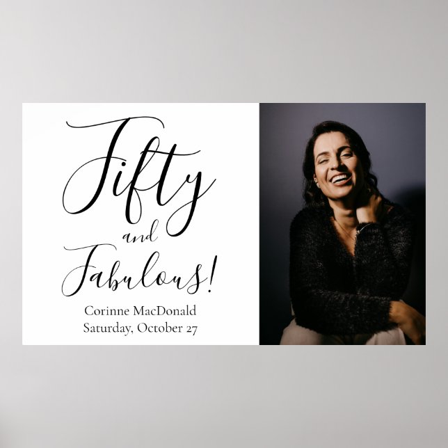 Poster Fifty and Fabulous Bold Photo 50th Birthday Party (Devant)
