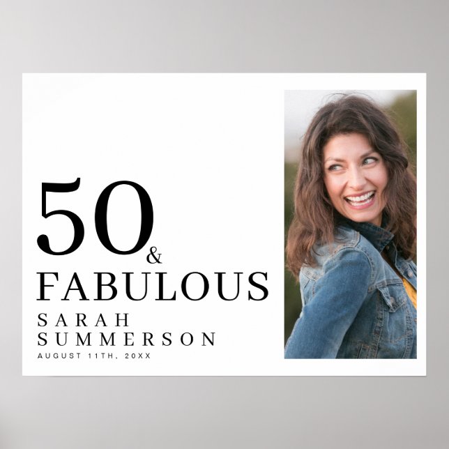 Poster Fifty and Fabulous Photo 50th Birthday Party (Devant)