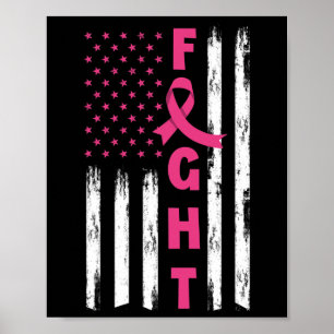 Poster Fight Breast Cancer Américain Drapeau Cancer du se