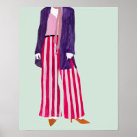 Figure de mode debout - Pantalon rayé