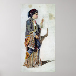 Poster Figure d'une fille dans le costume turc, 19ème