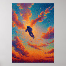 Poster Figure flottant Pointillisme Rêve Ciel