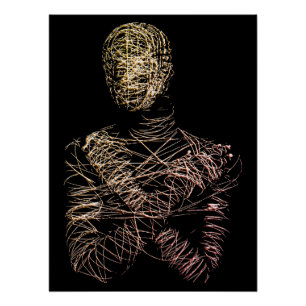 Poster Figure humaine en fil de fer en mouvement abstrait