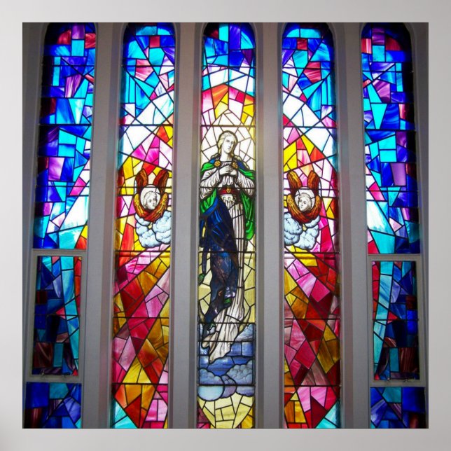 Poster Figurines dans l'affiche de la fenêtre en verre te (Devant)