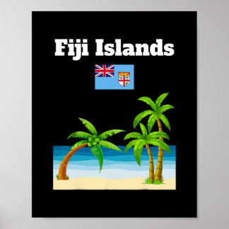 Poster Fiji Islands Lover Travel Souvenir Fijian Flag Vac