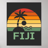 Fiji Vintage Palm Trees Summer Beach