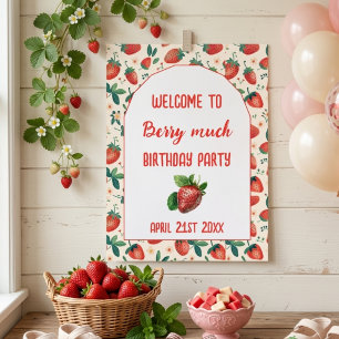 Poster Fille à la fraise Berry First pour son 1er anniver