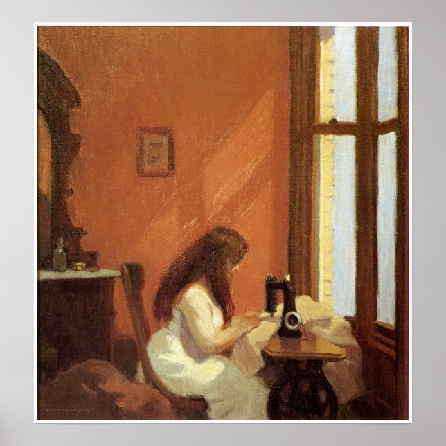 Poster Fille à la machine à coudre, Edward Hopper (Devant)