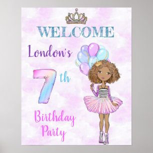 Poster Fille afro-américaine de 7 ans pour son anniversai