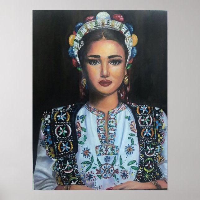 Poster Fille albanaise traditionnelle (Devant)