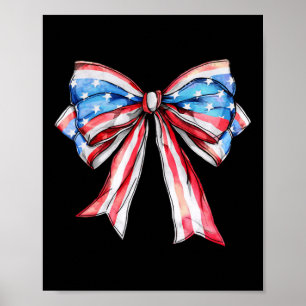 Poster Fille Américaine Fête du 4 Juillet Drapeau América