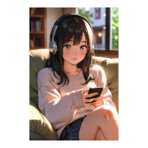 Fille Anime Lofi Confortable Casque Ambiance Déten