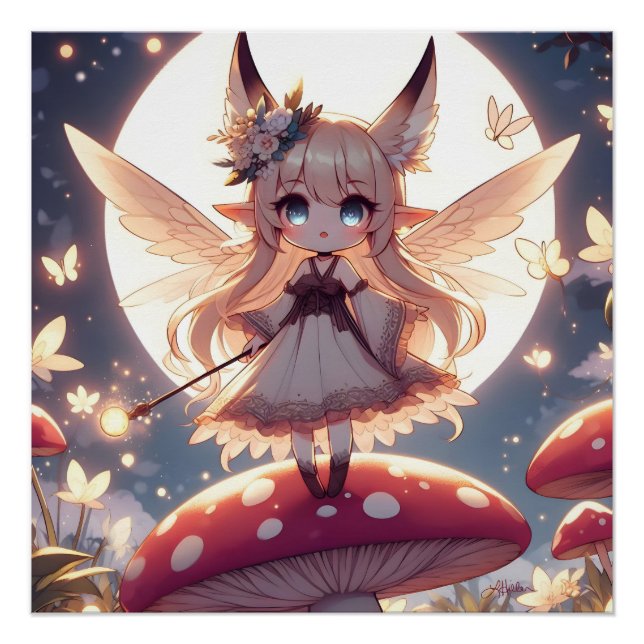 Poster Fille Anime Pixie Hippie Lune Fée (Devant)