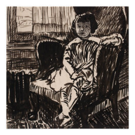 Poster Fille assise à la chaise (vers 1917-1918) Toile Im