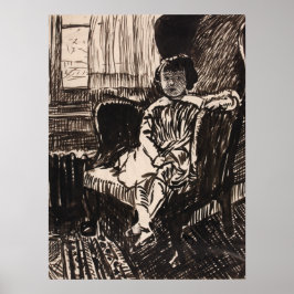 Poster Fille assise à la chaise (vers 1917-1918) Toile Im