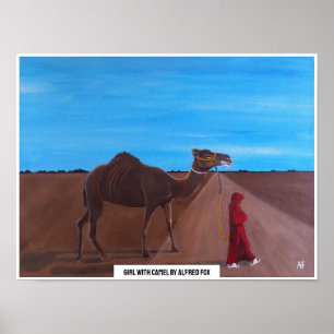 Poster Fille au chameau Peinture par Alfred Fox