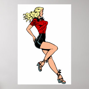 Poster Fille au charme rétro à côté, blonde bombshell