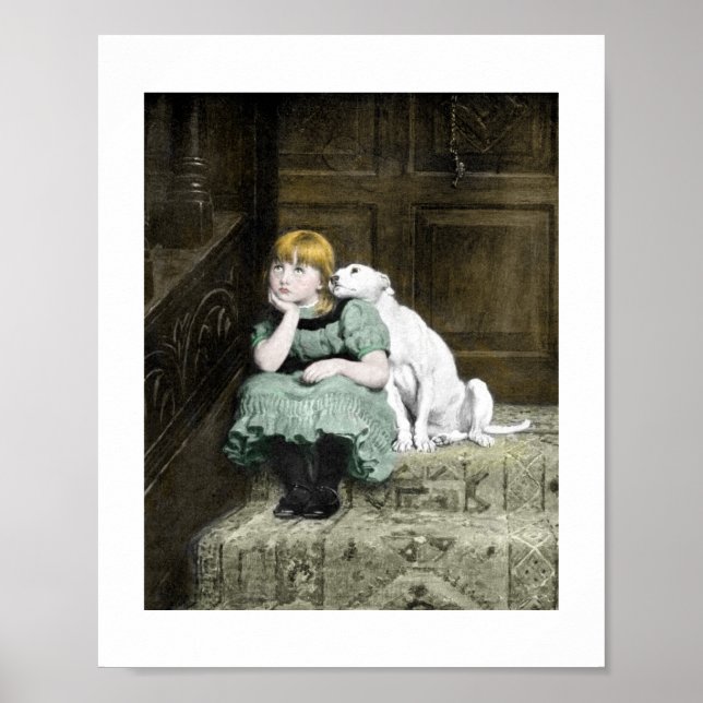 Poster Fille au chien blanc (Devant)
