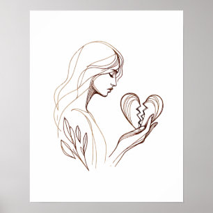 Poster Fille au coeur brisé - Dessin en ligne