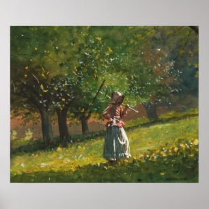 Poster Fille au râteau à foin