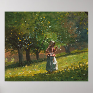 Poster Fille au râteau à foin