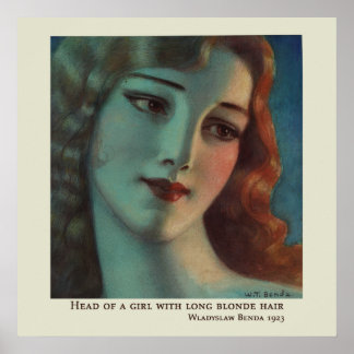 Poster Fille aux cheveux longs blonds par Wladyslaw Benda