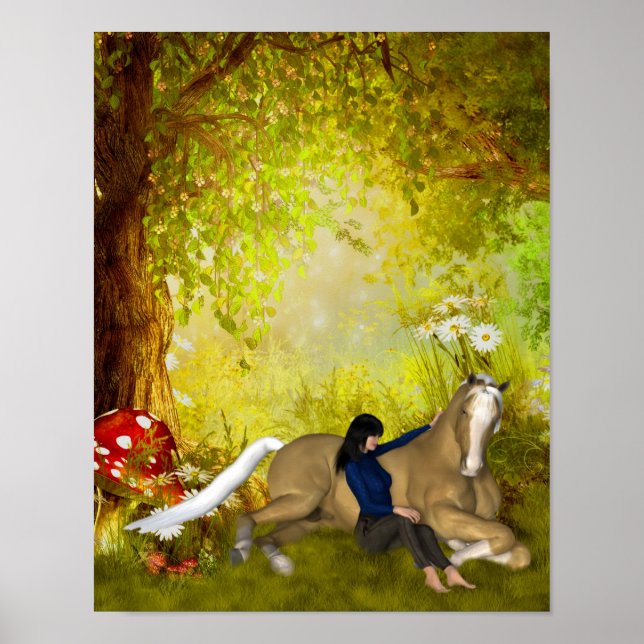 Poster Fille aux fleurs de cheval Imaginaire (Devant)