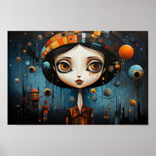 Poster Fille aux grands yeux Halloween