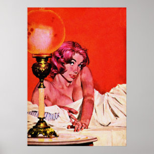 Poster Fille aux yeux innocent Vintage de couverture de p