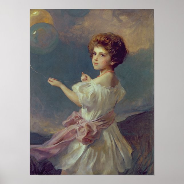 Poster Fille avec ballons (Devant)