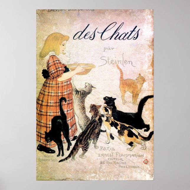 Poster Fille avec chats, Alexandre Steinlen (Devant)