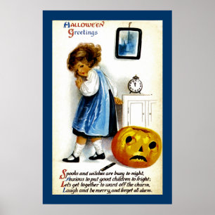 Poster Fille avec Jack o' Lantern