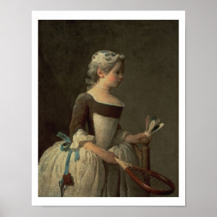 Poster Fille avec la raquette et le volant