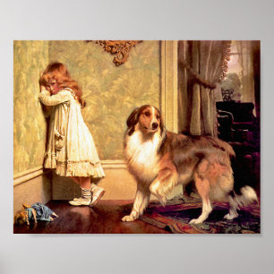 Poster Fille avec l'animal familier Sheltie : "Un