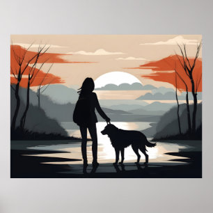 Poster Fille avec le chien