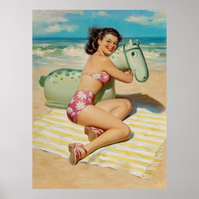 Poster Fille avec le jouet de plage (Devant)