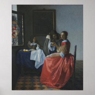 Poster Fille avec le verre à vin — Vermeer