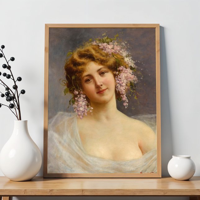 Poster Fille avec Lilacs, Achille Beltrame Art (Créateur téléchargé)